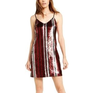 NWT Bar lll Red Sequin Stripe Mini Dress Sz XS